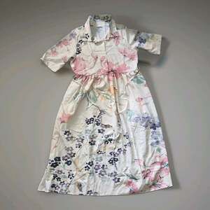 Floral Button-Front Shirt Dress Midi Tea Dress Watercolor Floral Cottagecore
